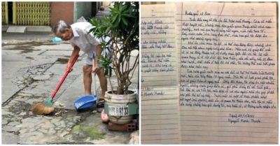 Cụ ông viết thư tay cảm ơn người hàng xóm giúp nấu cơm trong mùa dịch