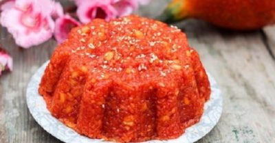Bật mí cách nấu xôi gấc bằng nồi cơm điện đơn giản lên màu đẹp
