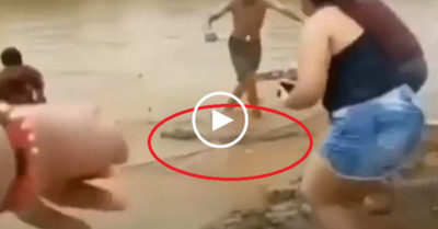 Clip: Dân làng hốt hoảng tháo chạy sau khi kéo lưới được ‘cá khủng’