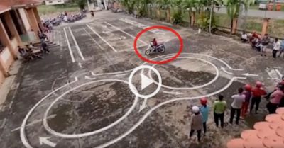 Clip: Nữ tài xế liên tục mắc lỗi khi chạy vòng số tám