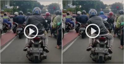 Video kỹ năng lái xe máy đỉnh cao: Tài xế chân không chạm đất khi chờ đèn đỏ