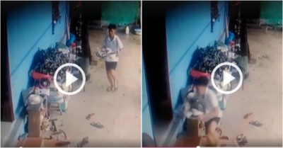 Video: Nam thanh niên trượt chân làm rơi mâm cơm xuống đất