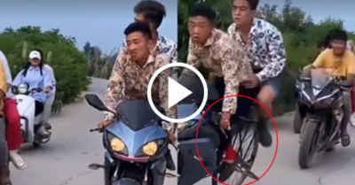 Video: Hai thanh niên cưỡi xe phân khối lớn “đầu voi đuôi chuột”