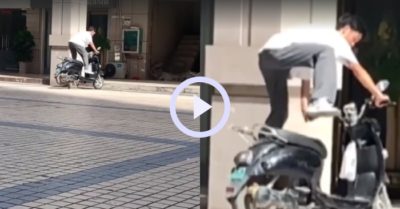 Video: Cú bật nhảy “đi vào lòng đất” của nam thanh niên khi ngồi lên yên xe phơi nắng