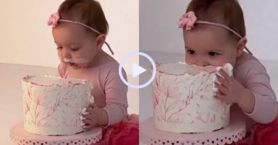 Video: Bé gái nhiệt tình thưởng thức chiếc bánh kem khổng lồ