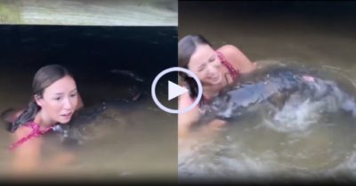 Video: Cô gái bắt cá to khủng bằng tay không