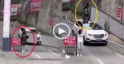 Video: Cô gái ngơ ngác khi bị thanh chắn ‘cướp’ áo
