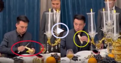 Video: Chàng trai thanh lịch ăn chuối kiểu quý tộc
