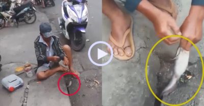 Video: Người đàn ông giật cá liên tục ở hố ga trên phố Sài Gòn
