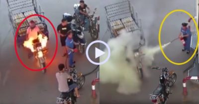 Video: Nữ nhân viên cây xăng dập lửa xe ba gác trong 12 giây