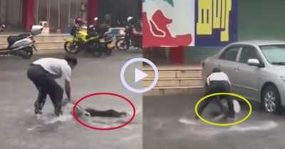 Video: Cái kết ‘cảm lạnh’ khi dùng xô bắt cá khủng trên phố
