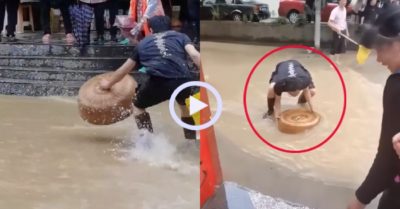 Video: Bắt cá bằng lồng bàn trên phố