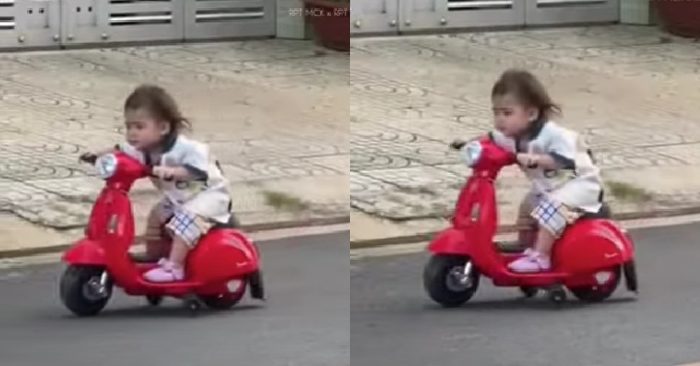Video: Bé gái đi xe Vespa với dáng vẻ siêu ngầu