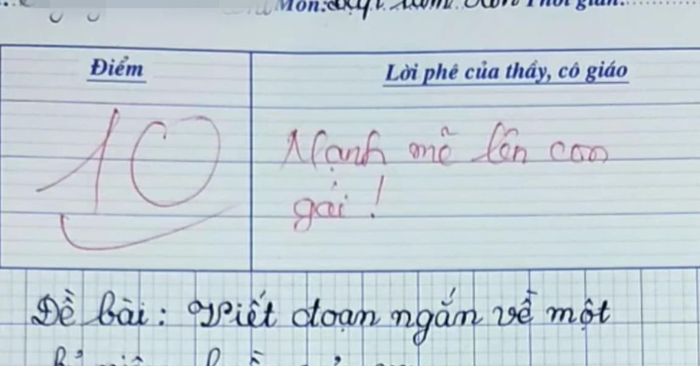 Bài văn “mẹ đi lấy chồng” đạt điểm 10 gây xúc động mạnh