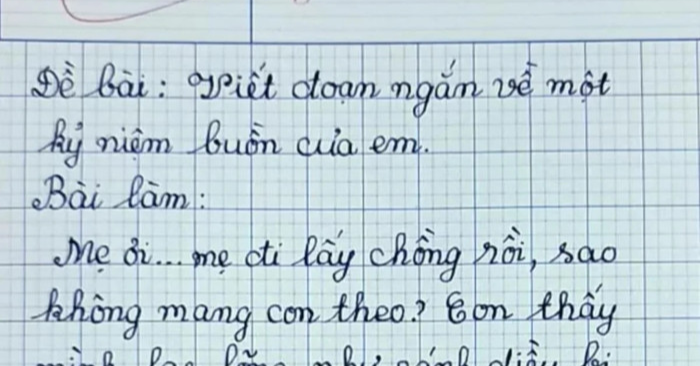 Bài văn “mẹ đi lấy chồng” đạt điểm 10 gây xúc động mạnh