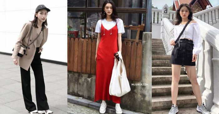 Phối áo khoác và giày thể thao sao cho thời trang