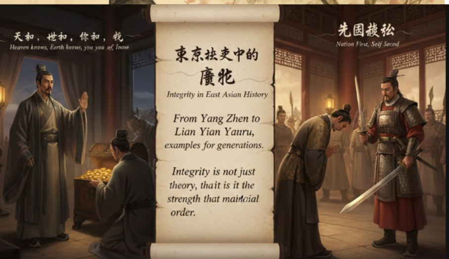Những tấm gương  Dương Chấn  đến Lạn Tương Như cho thấy liêm sỉ là sức mạnh thực sự giữ xã hội ổn định.