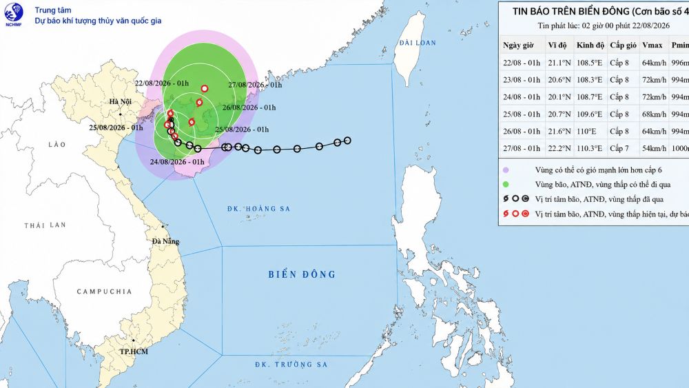 Bão số 4 đang hoạt động trên vùng biển Quảng Ninh - Hải Phòng, người dân cần theo dõi hướng di chuyển và diễn biến mới nhất.