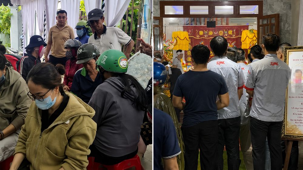 Người cha từ Nghệ An vào Đồng Nai lo hậu sự cho con dâu và hai cháu, trong khi nhiều người đến viếng, chia buồn cùng gia đình.